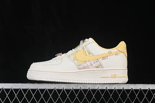 All categories Nk Air Force 1 Air Force series Nk Air Force 1 Low Air Force low-top Nike Air Force 1'07 Low Hand-painted graffiti Milk yellow pearl Spring whispers Air Force 1 low-top casual sneakers FJ7740-160